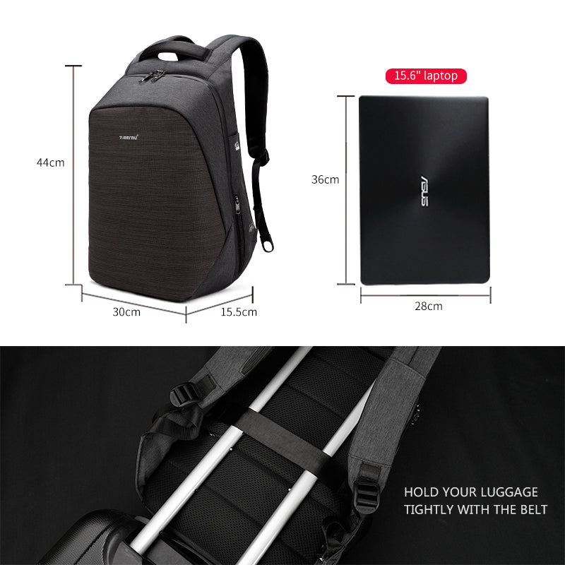 Tigernu T-B3351 15.6 inch black USB mochilas fashion college student school business bags male laptop backpacks for men