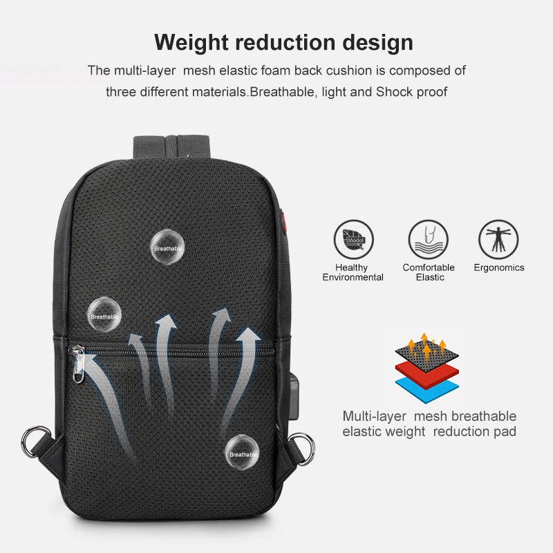 Tigernu High Quality USB Charging 9.7" iPad Men Water Repellent Chest bag Fashion Casual Chest bags For men