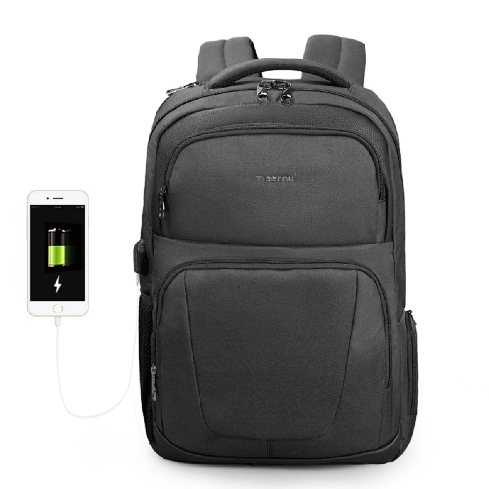 Mochila para portátil de 15,6 pulgadas con candado gratis, Oxford, impermeable, para hombre, mochila escolar con carga USB, para viaje.