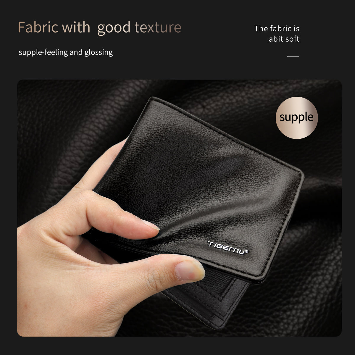 Tigernu men's artificial leather wallet, fashionable men's short wallet, credit card cardholder, men's small purse with gift box