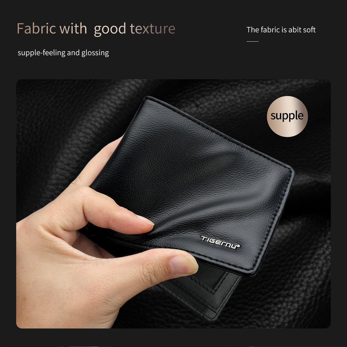Tigernu men's artificial leather wallet, fashionable men's short wallet, credit card cardholder, men's small purse with gift box