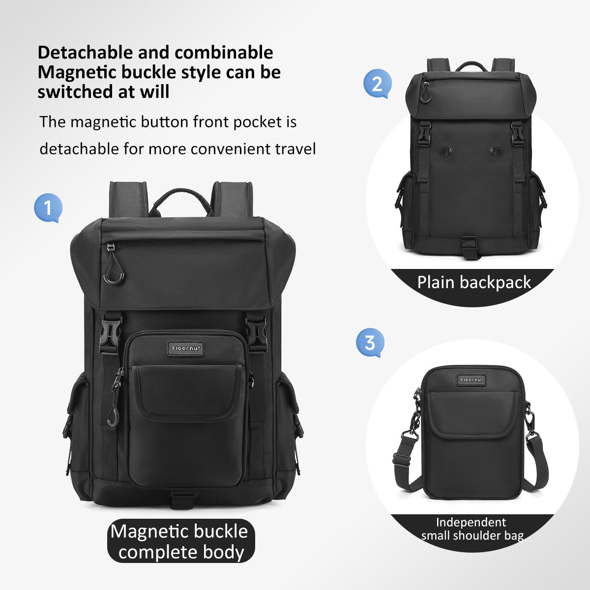 Tigernu School Backpacks For Men Bags For Removable With Shoulder Bags 14inch Laptop Backpacks Women Travel Backpack Bags Male