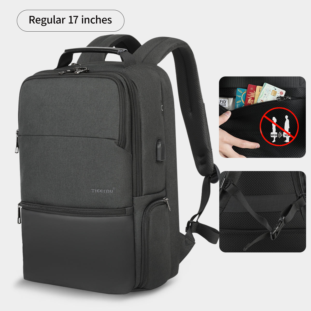 Tigernu Expandable Backpack Men for 15.6-19 Inch Laptop/Computer Backpacks Male Travel Backpack Bags Large Capacity Male Fashion