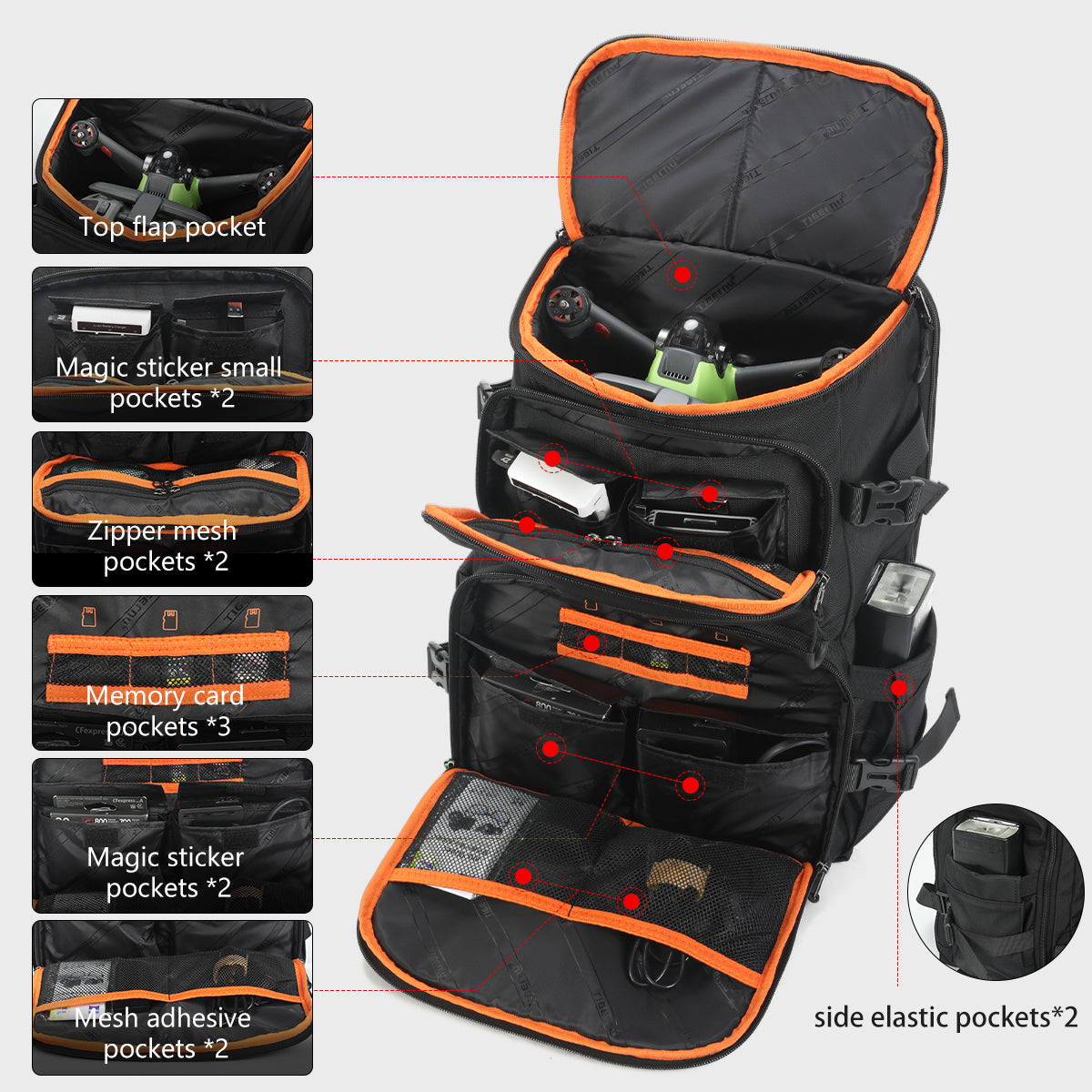 Mochilas Tigernu para hombre, mochilas para cámara, mochilas para portátiles de 14 y 15,6 pulgadas, mochilas para drones, funda impermeable, mochilas de viaje, mochilas 