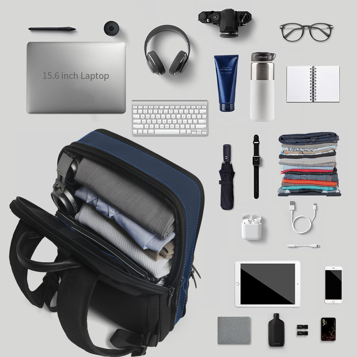 Lifetime warranty, expandable men's backpack, ultra-thin travel backpack, men's waterproof laptop bag 15.6 inches, men's Mozilla bag