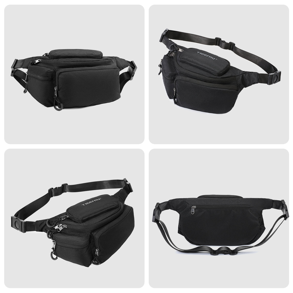 TIGERNU T-S81119 Multi-Compartment Waist Bag 3L with Rotatable Strap