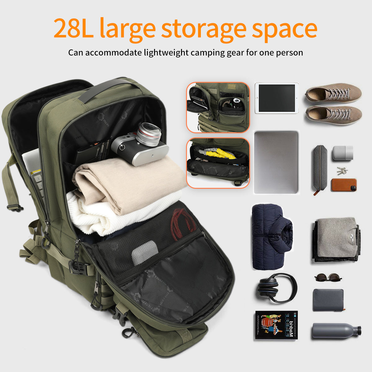 TIGERNU T-B9007B Mountaineering Camping Adventure Multifunctional 28L Large Capacity Travel Laptop Backpack