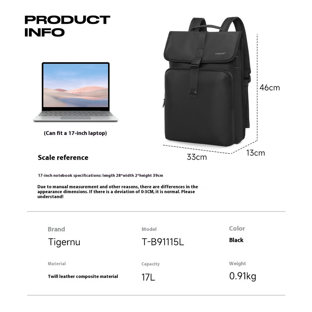 TIGERNU T-B91115 Business Backpack with USB Charging Port & Multi-Layer Organization