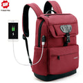Mochila escolar Tigernu de moda para mujer, roja, con carga USB, antirrobo, para adolescentes y niñas, para portátil de 15,6 pulgadas