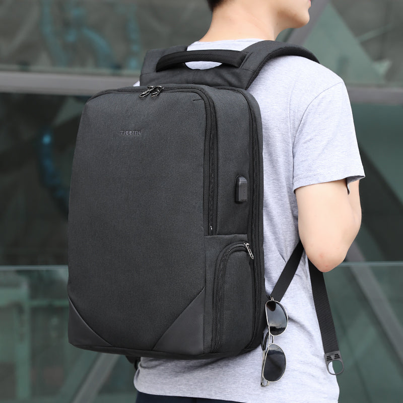 Mochila Tigernu para portátil de 15,6 pulgadas, con carga USB, impermeable, antirrobo, informal, para hombre 