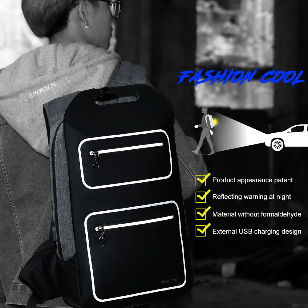 Mochila Tigernu para hombre para portátil de 15,6 pulgadas, con carga USB y antirrobo