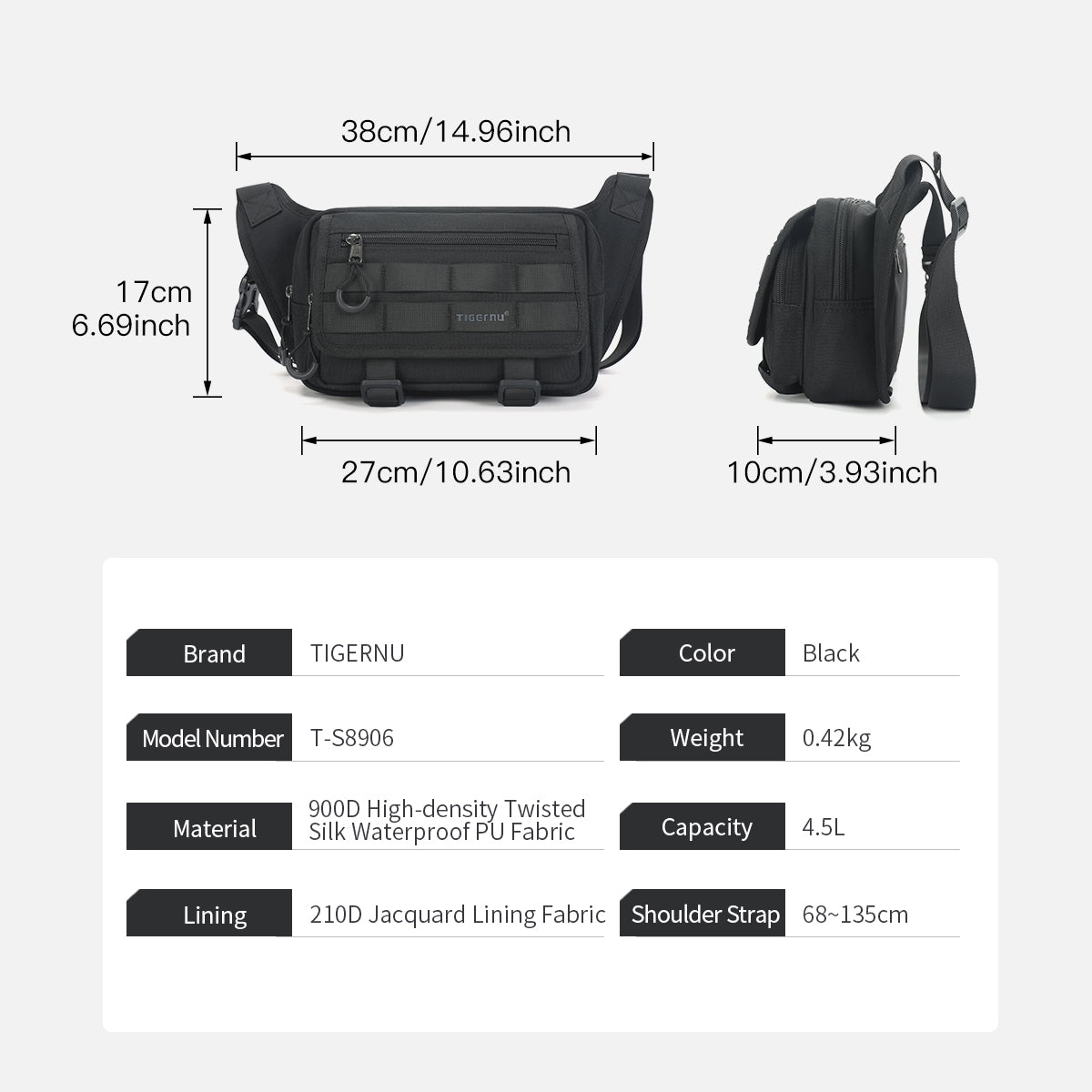 Tigernu Men Chest Bags Outdoor Messenger Bags For Men Hunting Carry Pack Sling Bag Male Hiking Shoulder Bag Waist Bag Crossbody