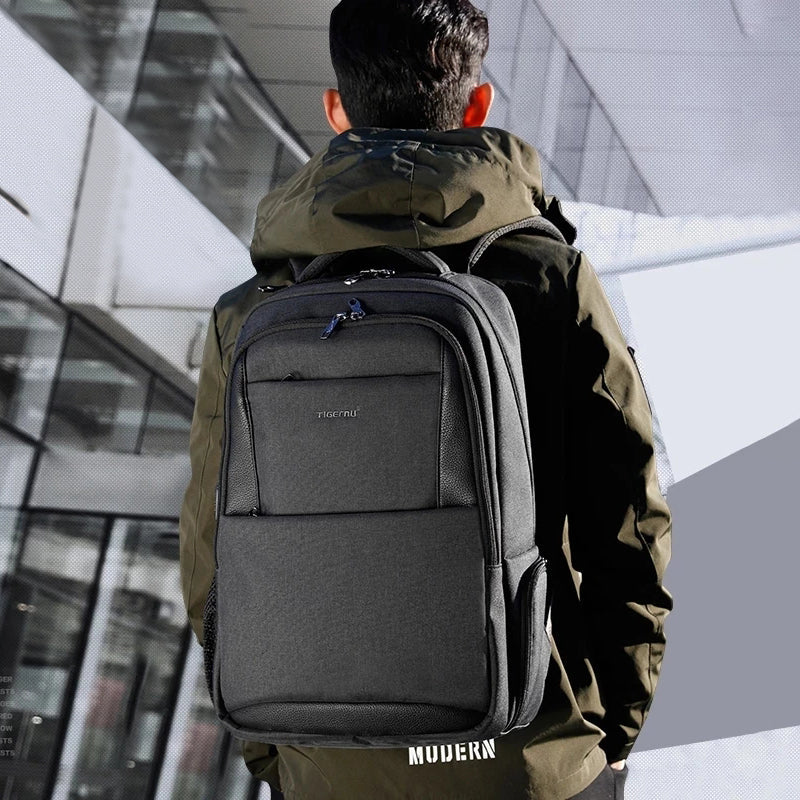 Mochila Tigernu para hombre, antirrobo, con carga USB, para portátil de 15,6 pulgadas, escolar, para hombre y mujer
