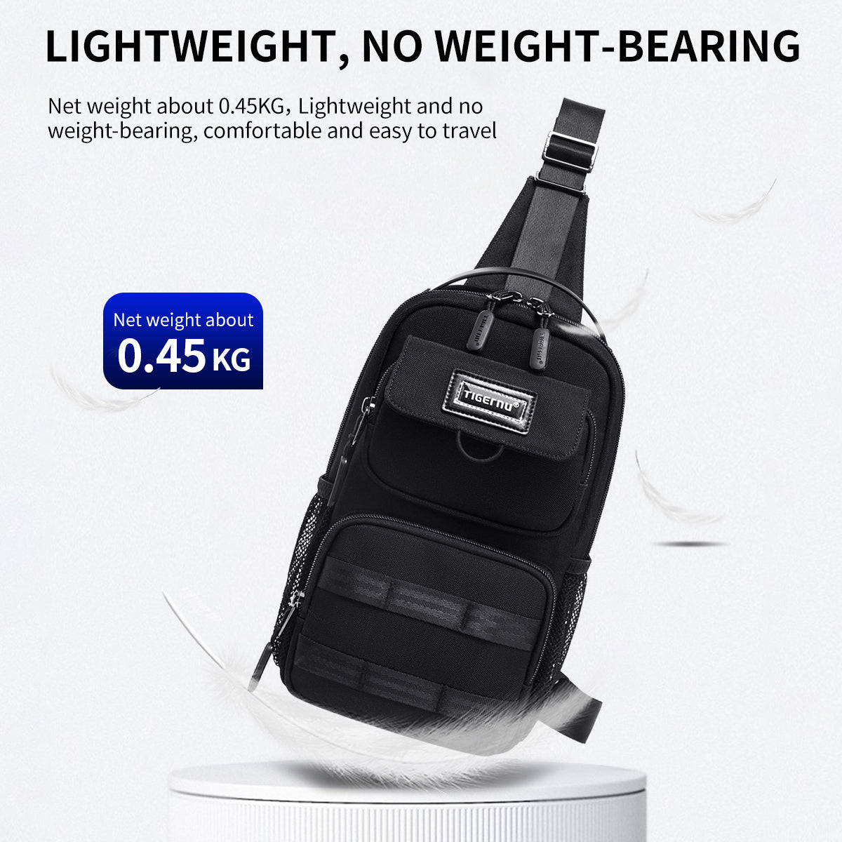 Tigernu men's chest bag, cool fashion lightweight shoulder bag, leisure travel mini shoulder bag, unlimited series