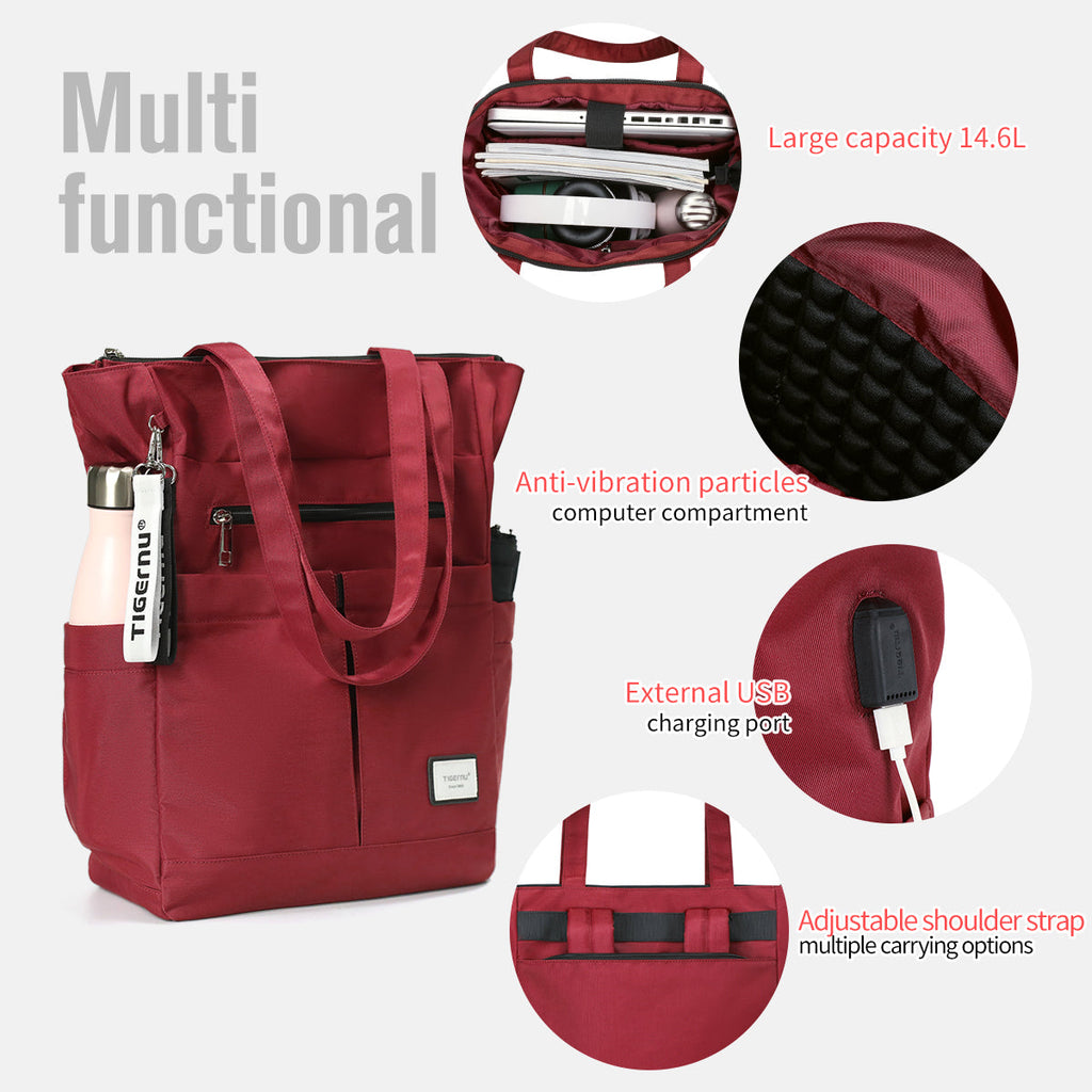 Mochila deportiva informal Tigernu T-S8632, resistente al agua, con carga USB, para portátil, para niñas y mujeres