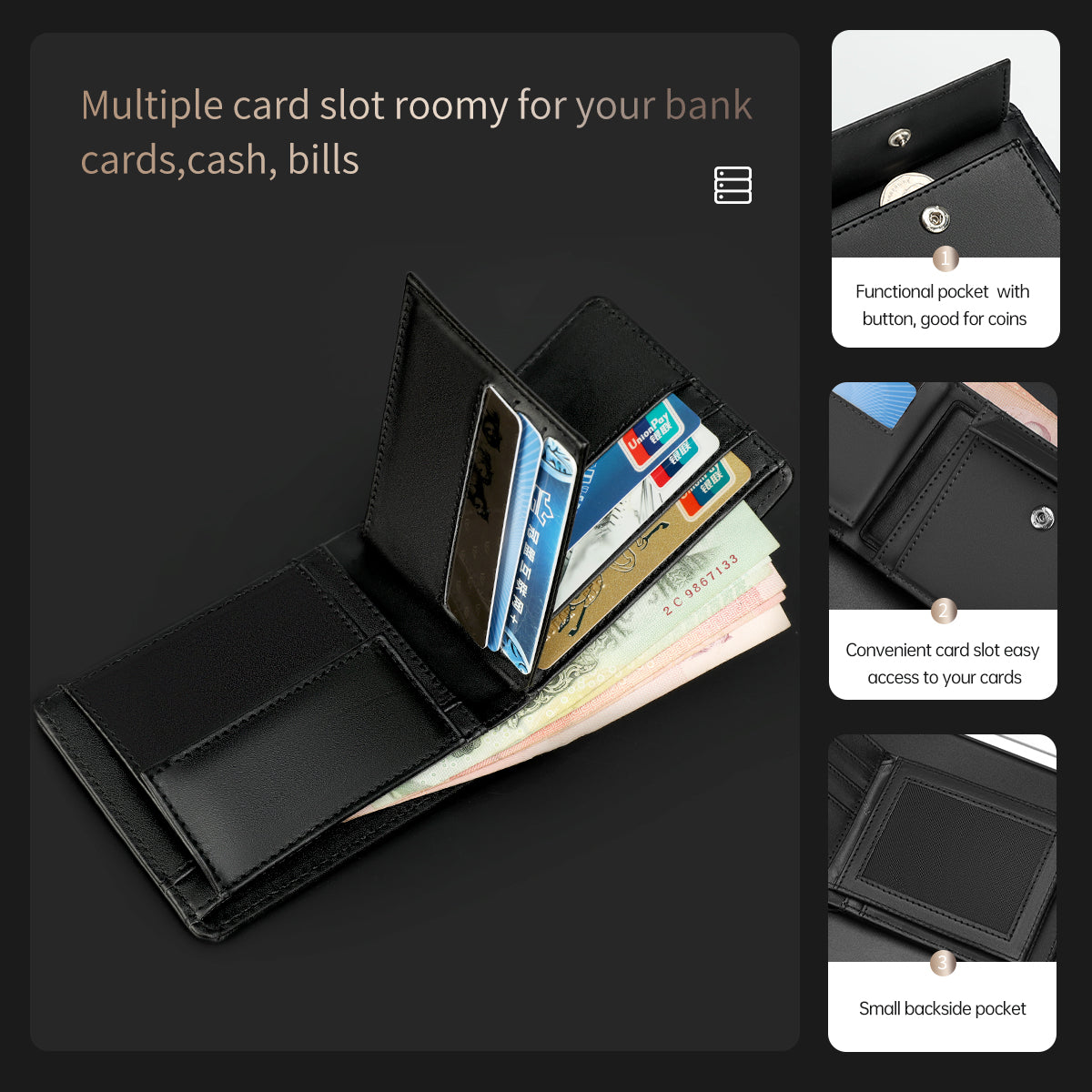 Tigernu men's artificial leather wallet, fashionable men's short wallet, credit card cardholder, men's small purse with gift box