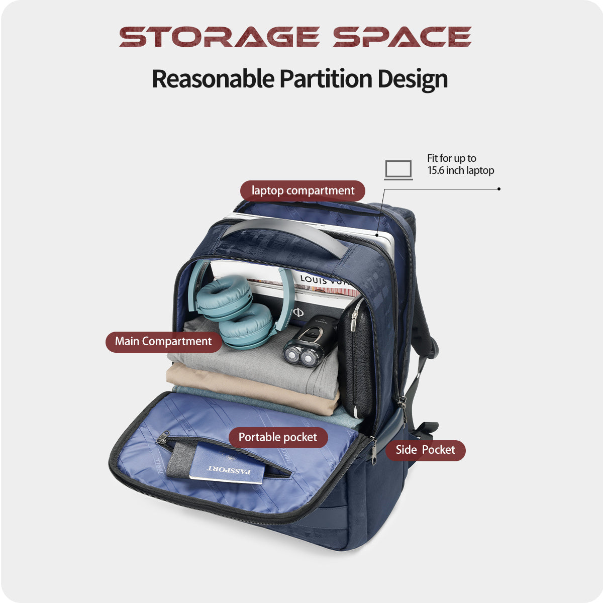 Mochila impermeable para portátil de 15,6" Tigernu Men Retro Series para hombre