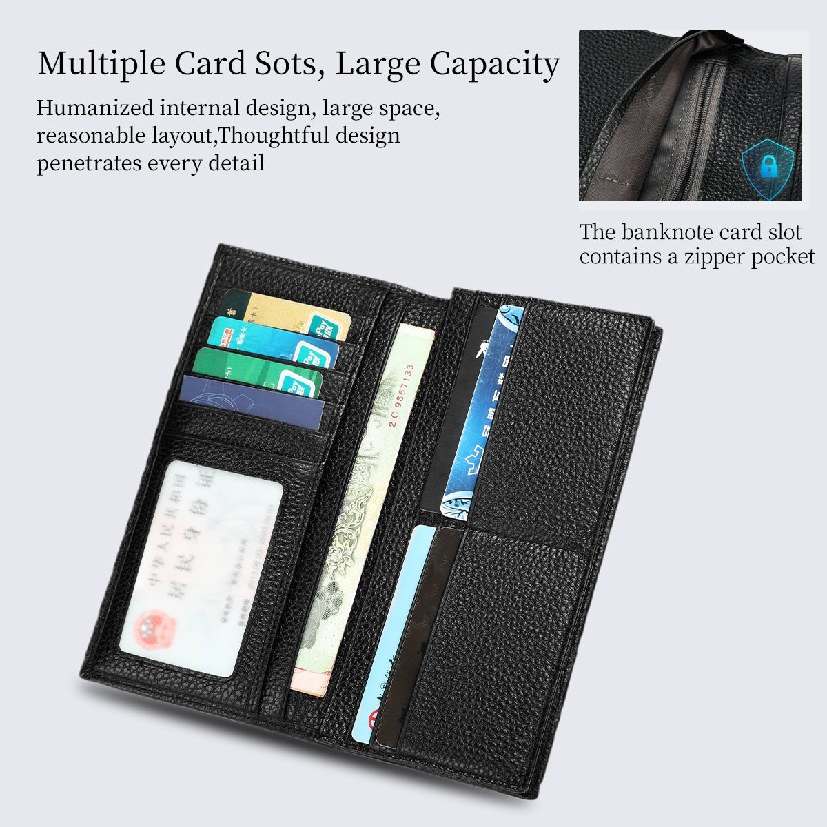 Lifetime Warranty Luxury Men's Wallet 100% Leather Men's Wallet Long Men's Leather Men's Wallet