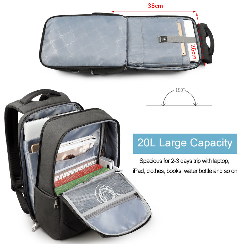 Mochila Tigernu para portátil de 15,6 pulgadas, con carga USB, impermeable, antirrobo, informal, para hombre 