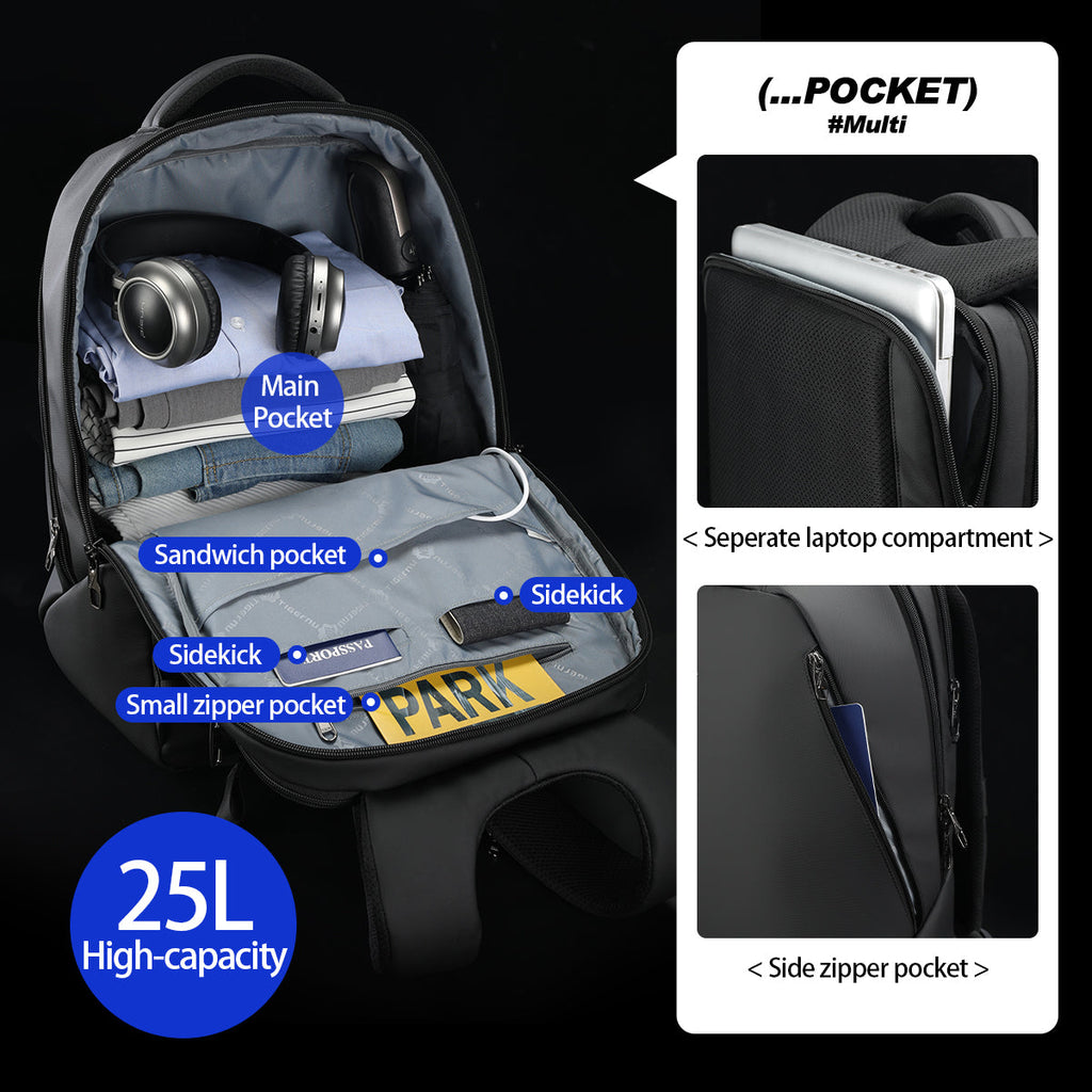 Teenagers' daily school backpack, double-layer road men's zippered backpack, anti-theft laptop 17 inch, lifetime warranty