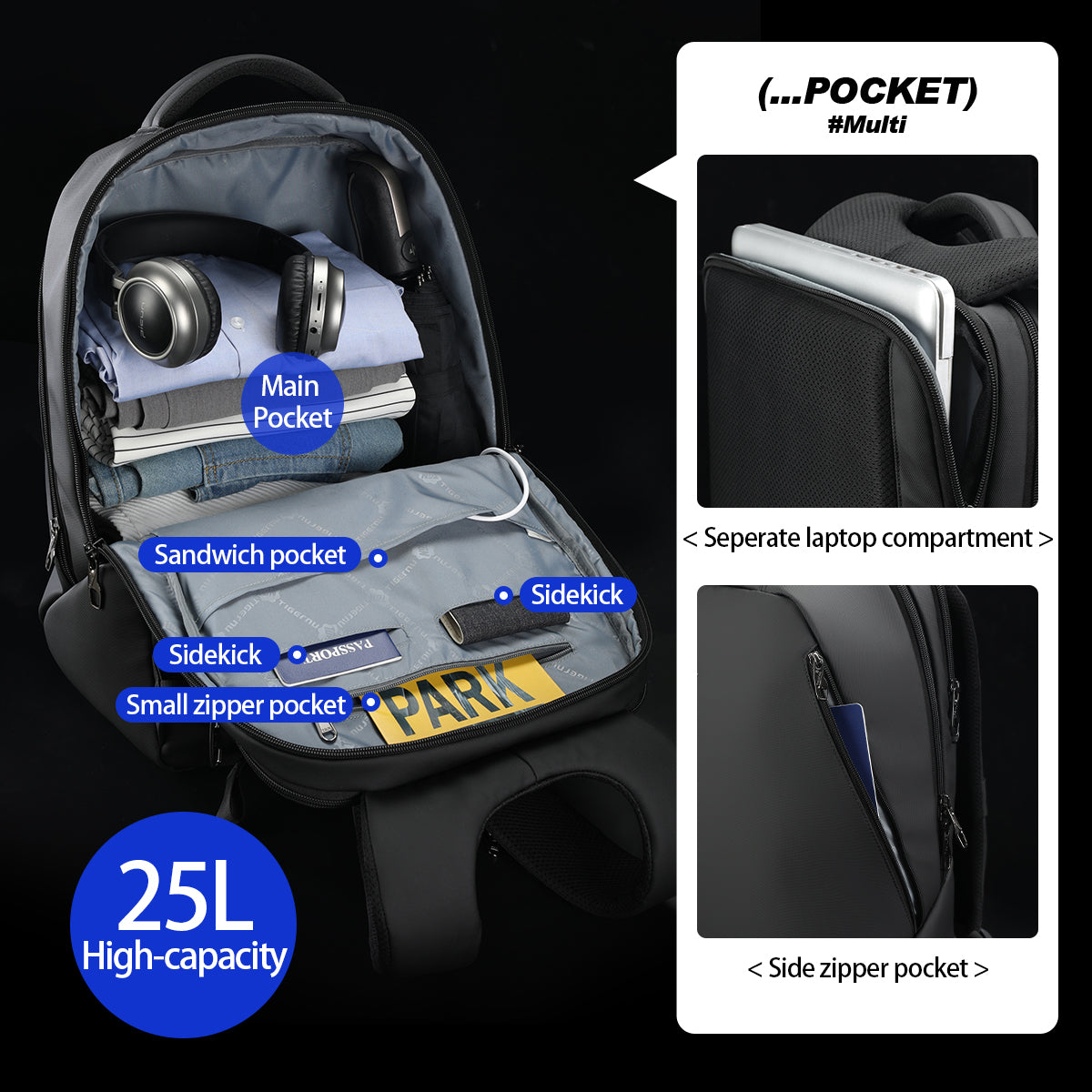 Mochila escolar diaria para adolescentes, mochila de carretera de doble capa con cremallera para hombre, antirrobo para portátil de 17 pulgadas, garantía de por vida 