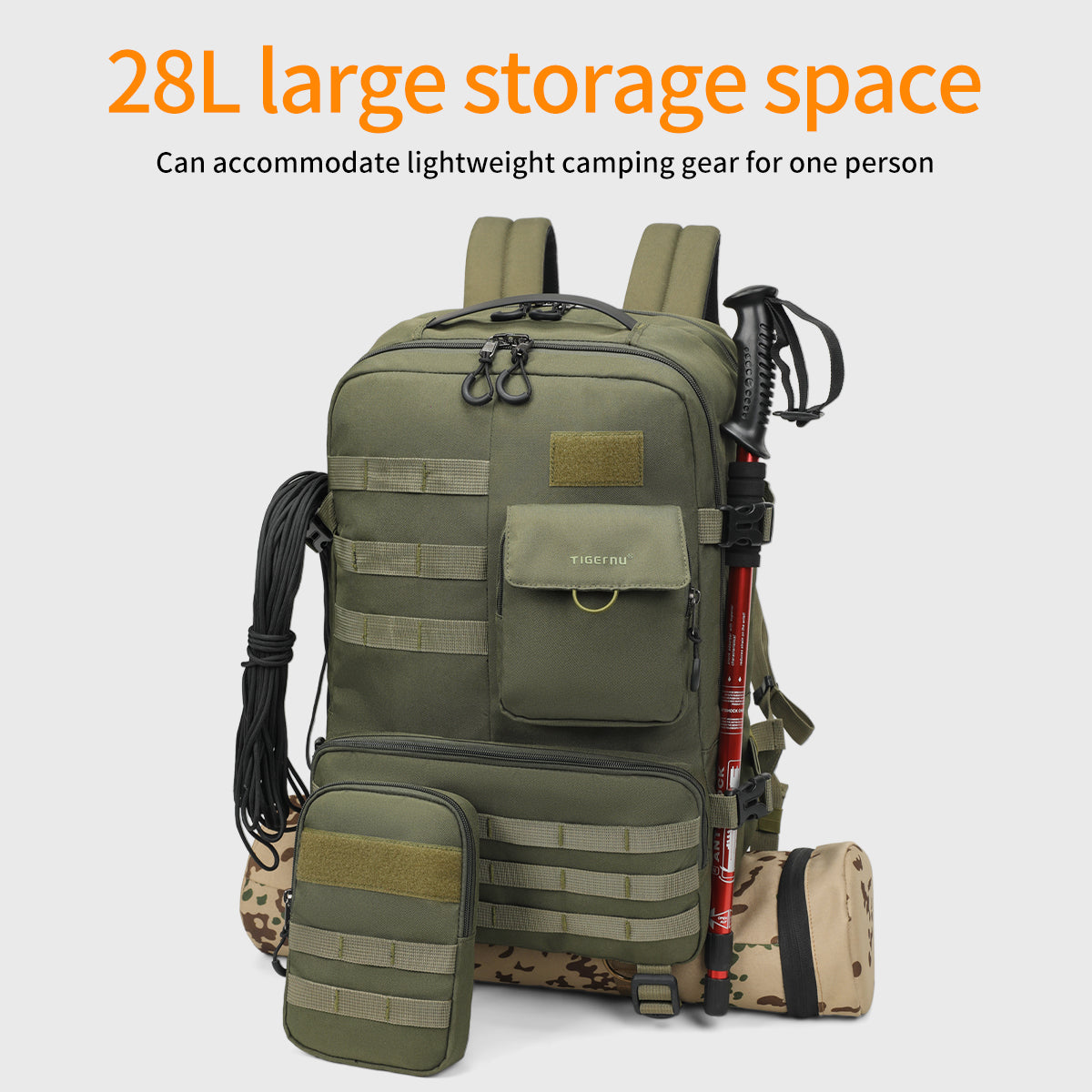 TIGERNU T-B9007B Mountaineering Camping Adventure Multifunctional 28L Large Capacity Travel Laptop Backpack
