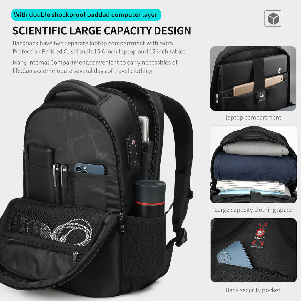 Lifetime warranty TSA anti-theft men's backpack 15.6-17 inch laptop backpack waterproof travel backpack men's USB charger Mochila