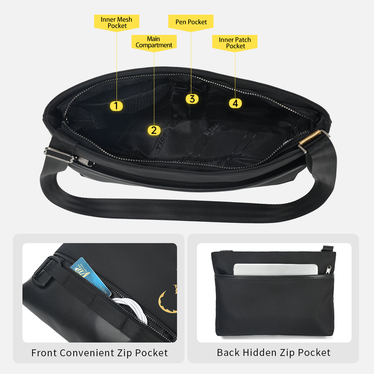 Lifetime warranty, Chinese men's shoulder bag, 9.7-inch tablet computer, shoulder bag, mini lamp, dragon series travel bag