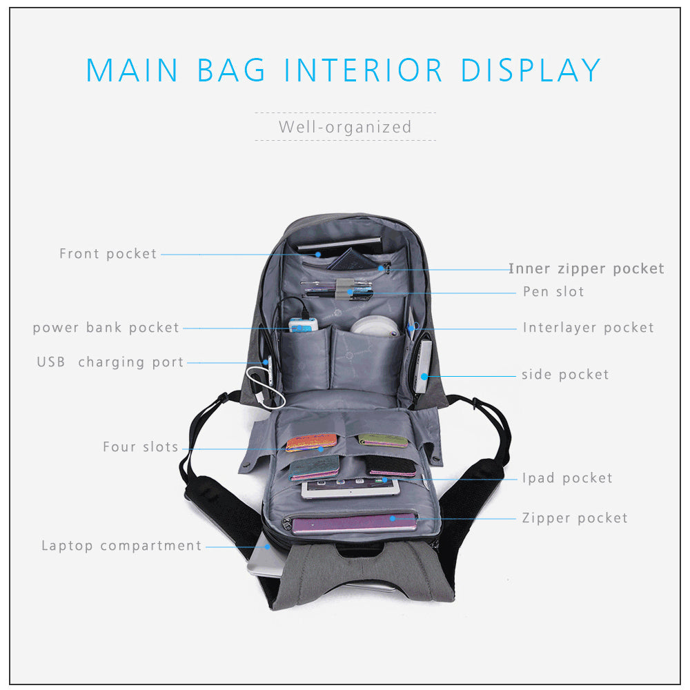 Tigernu T-B3213HB Anti theft 15.6 inch sleeve cover laptop men women USB charging high quality backpack