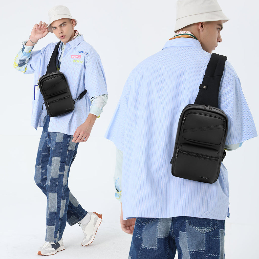 Tigernu Bulletproof fashion chest sling bag men wholesale Sling Bag sling shoulder crossbody BAG large capacity 9.6 inch black TPU