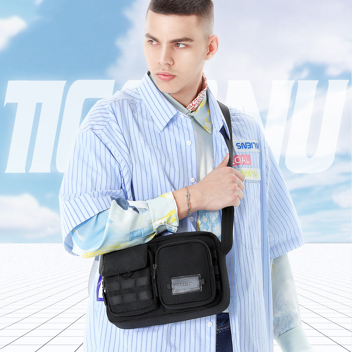 Lifetime warranty, new model, men's shoulder bag, lamp, weight, mini shoulder bag, travel bag, sling, waist bag, loose series