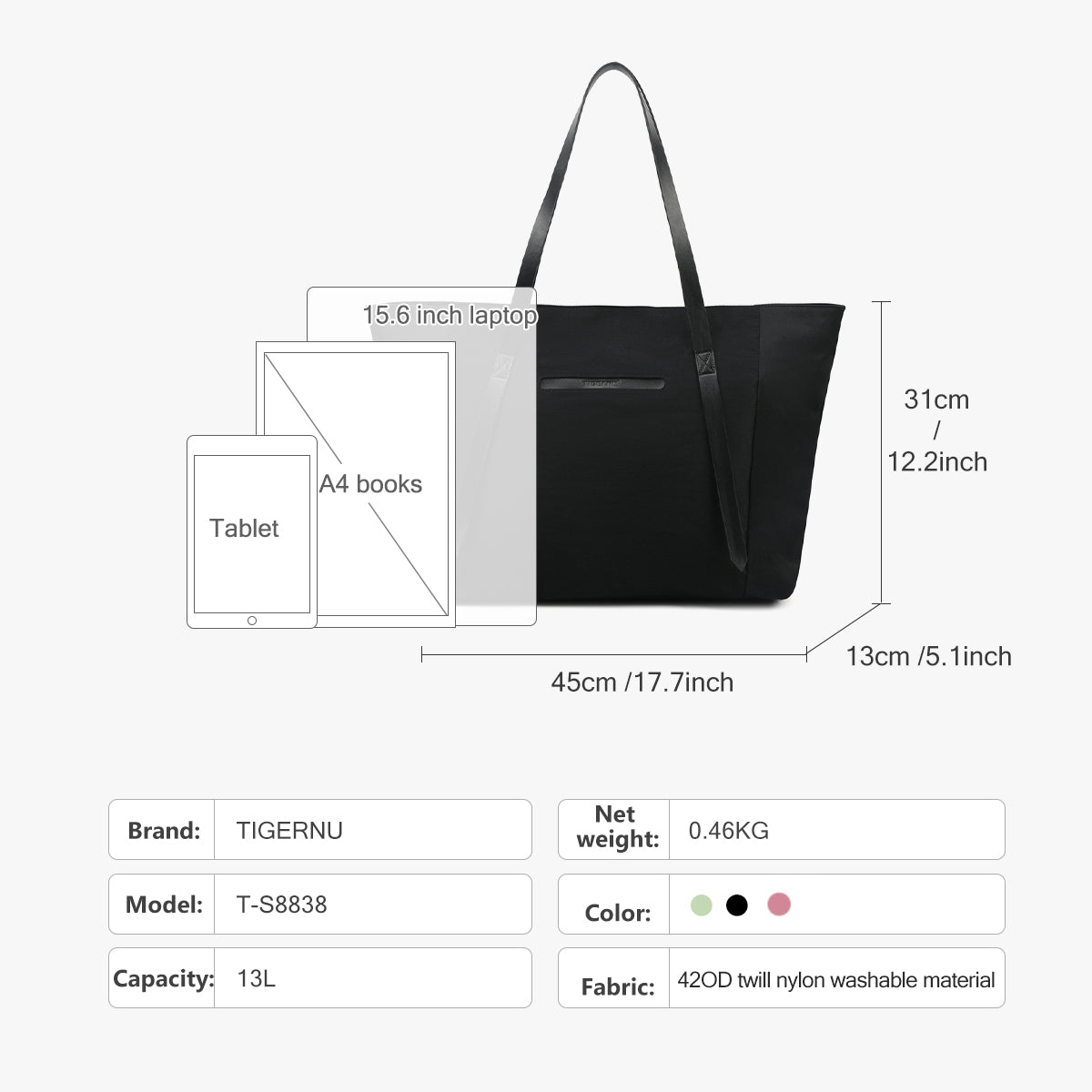 Tigernu Women Tote Bag Female Handbag Girls Shoulder Bags Commuting Sling Bag Women's Bags 14 15.6inch Laptop Bags For Girls
