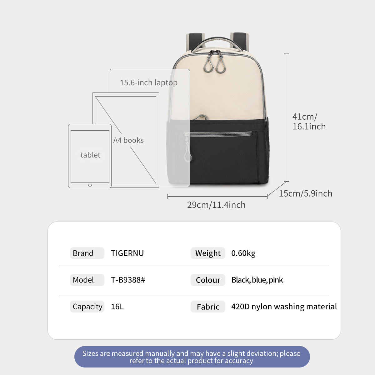 Tigernu T-B9388 fashion new designer waterproof school bagpack mochila casual sport backpack for women girl