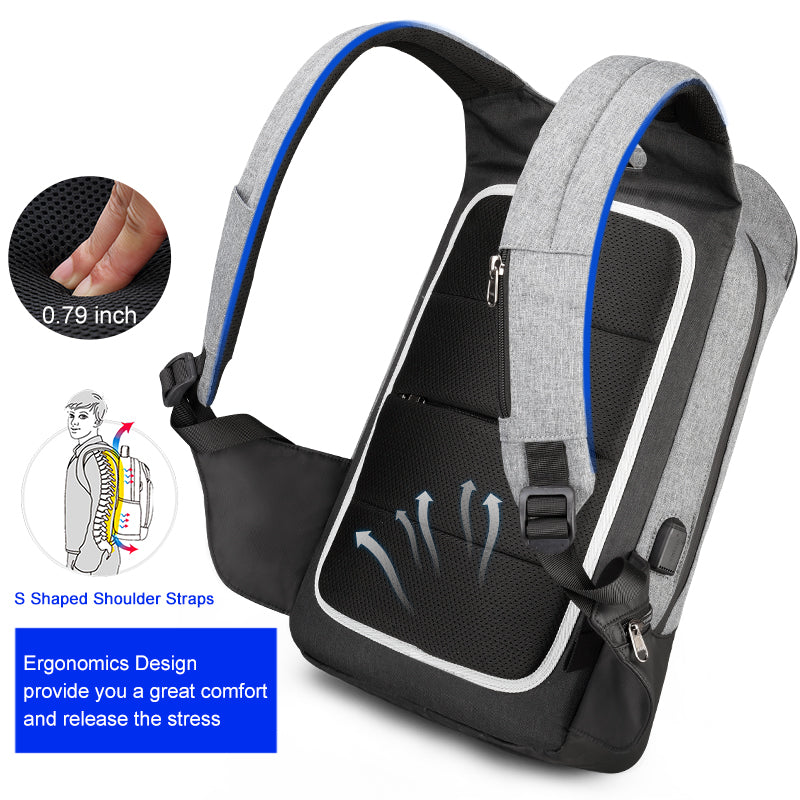 Mochila Tigernu para hombre para portátil de 15,6 pulgadas, con carga USB y antirrobo