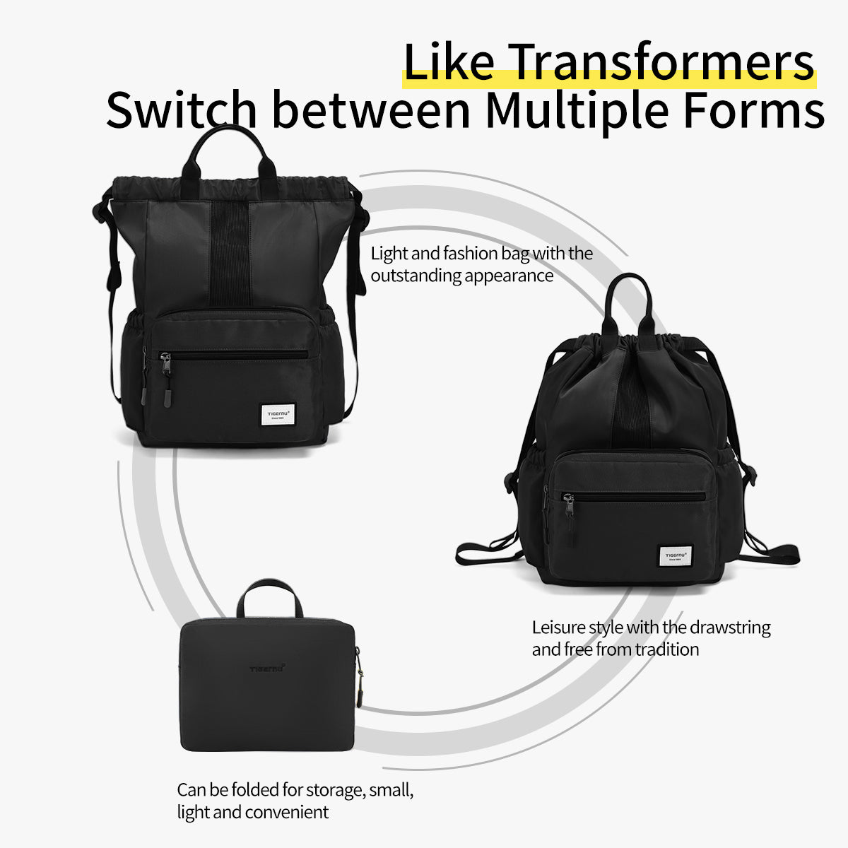 Tigernu T-S8511 new design trending 14 inches sport outdoor laptop drawstring backpack for boy girls