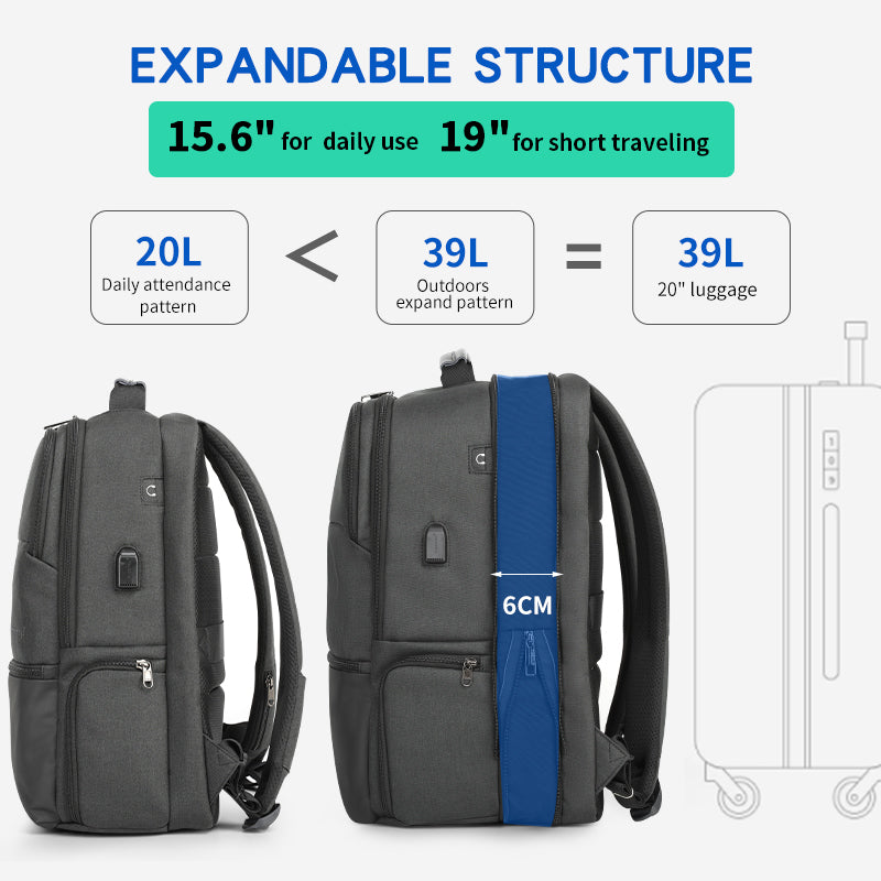 Tigernu Expandable Backpack Men for 15.6-19 Inch Laptop/Computer Backpacks Male Travel Backpack Bags Large Capacity Male Fashion