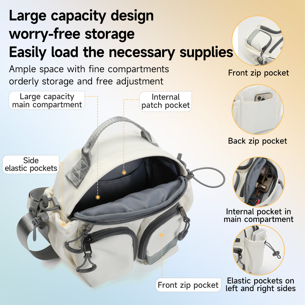 TIGERNU T-S81193 Leisure Bag Multi-Compartment Crossbody with Adjustable Strap