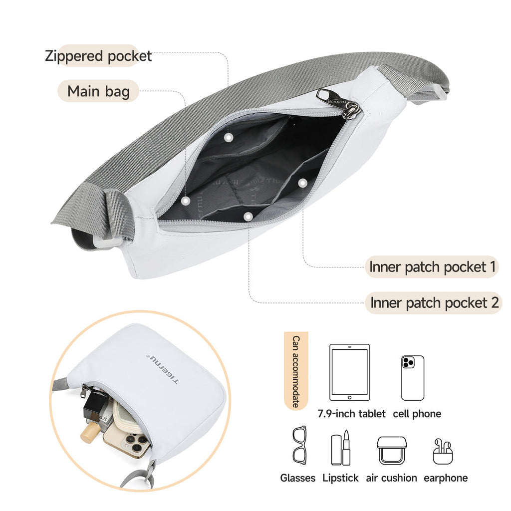 TIGERNU T-S81188 Compact Shoulder Bag 2L Tablet Compatible Multi-Compartment