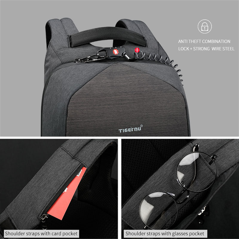 Tigernu Women's Backpack Fashion Leisure Business High Quality Zipper Clutch Carbon Steel Anti theft Waterproof Women's School Travel Bag Laptop Computer Backpack Women's Backpack