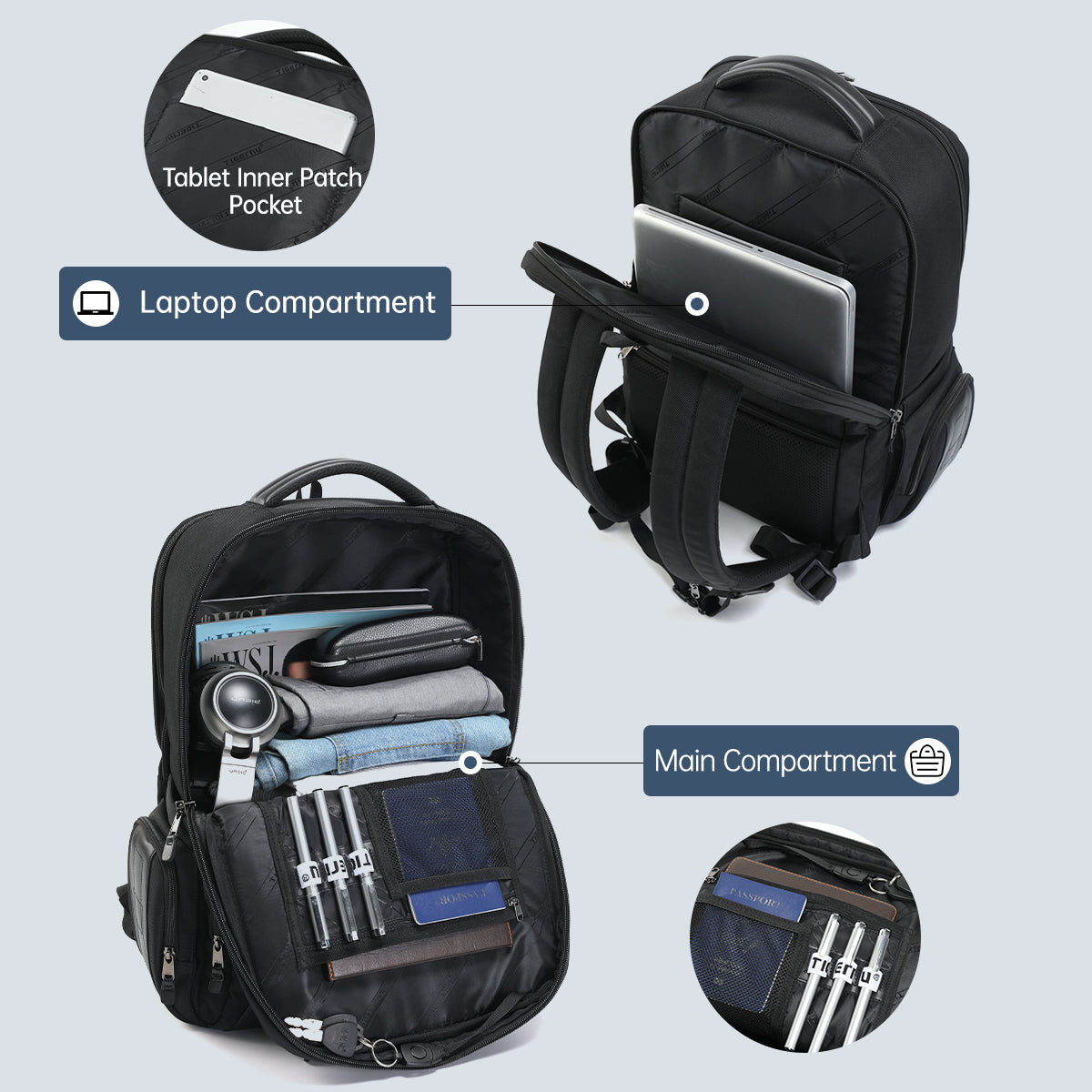 Tigernu T-B3916 17 inch large capacity anti theft splash proof back pack Custom laptop bagpack travel backpack for men