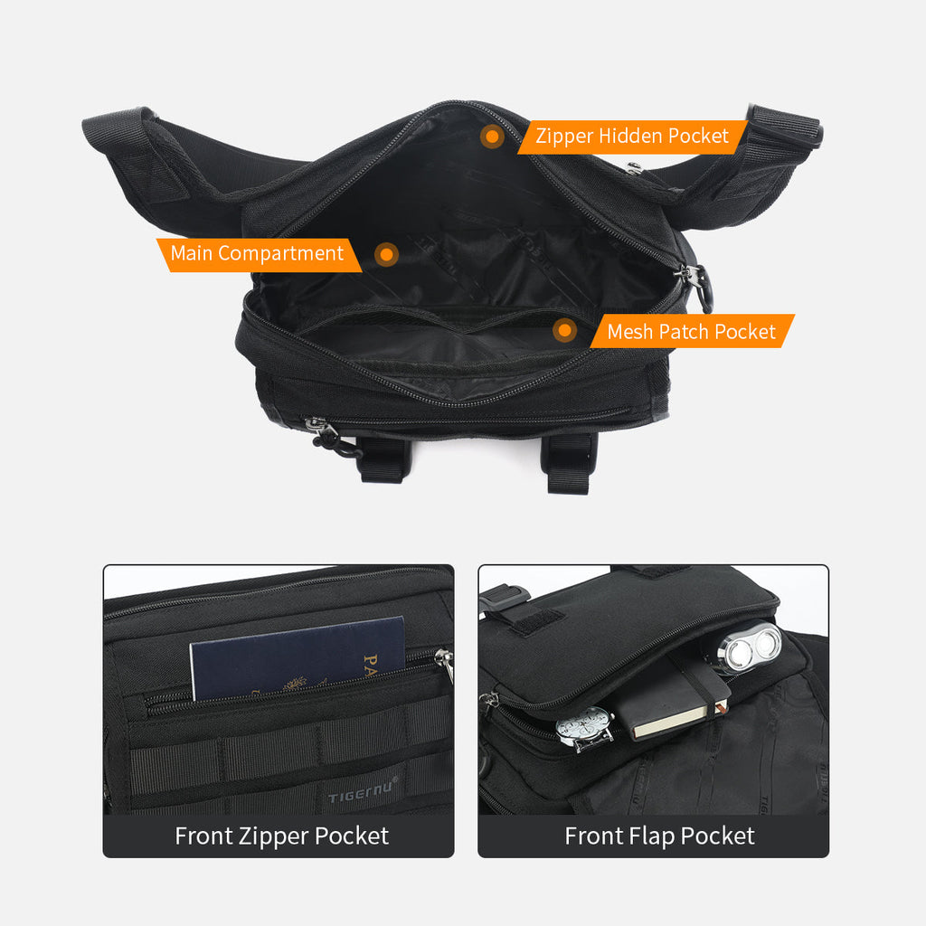 Tigernu Men Chest Bags Outdoor Messenger Bags For Men Hunting Carry Pack Sling Bag Male Hiking Shoulder Bag Waist Bag Crossbody