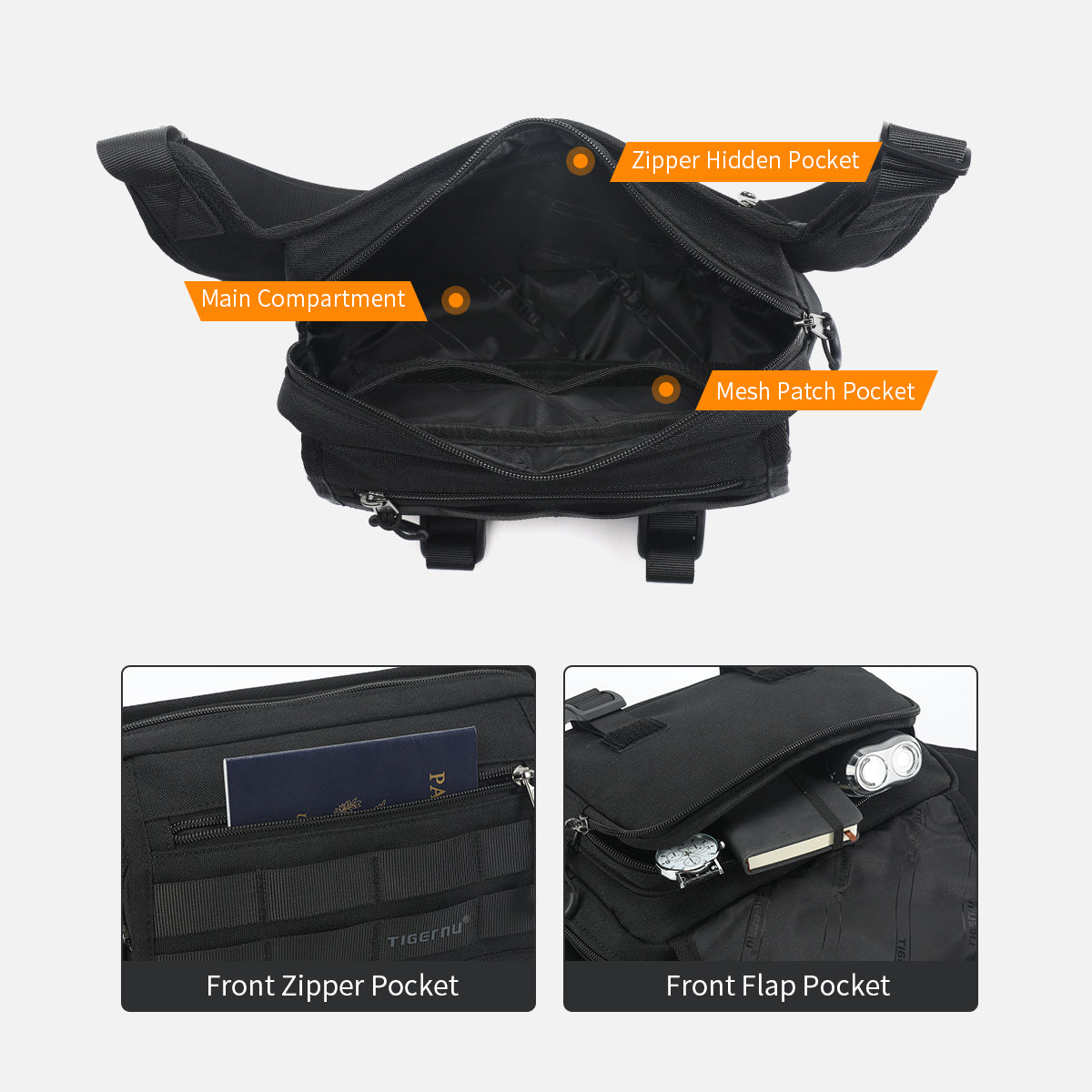 Tigernu Men Chest Bags Outdoor Messenger Bags For Men Hunting Carry Pack Sling Bag Male Hiking Shoulder Bag Waist Bag Crossbody