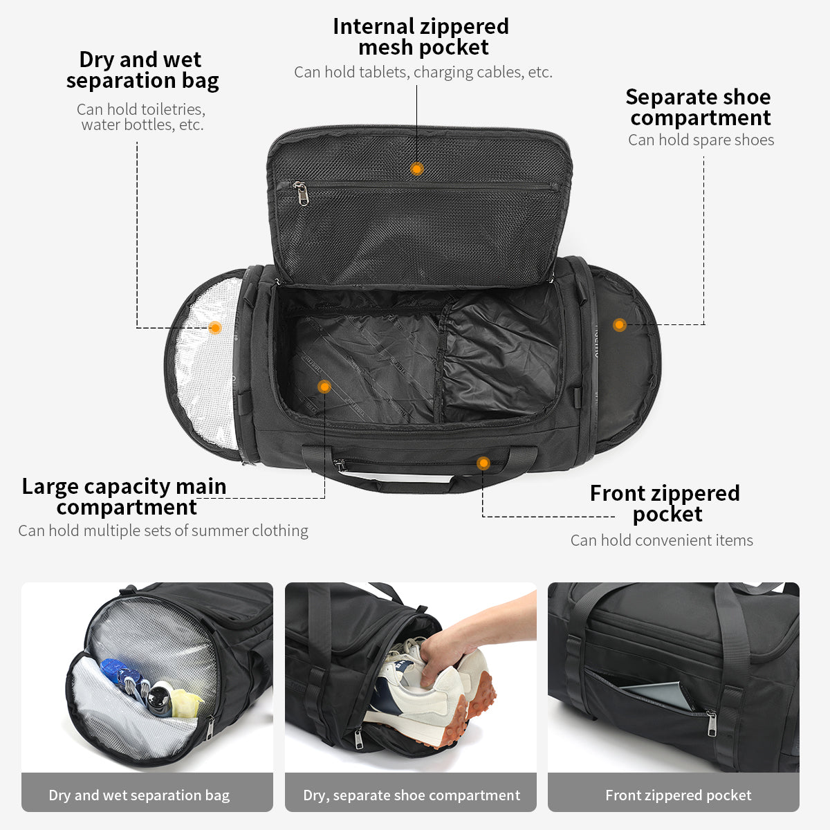 Tigernu 	T-N1051 brand new travel fitness trendy and fashionable gym waterproof bag with shoes compartments