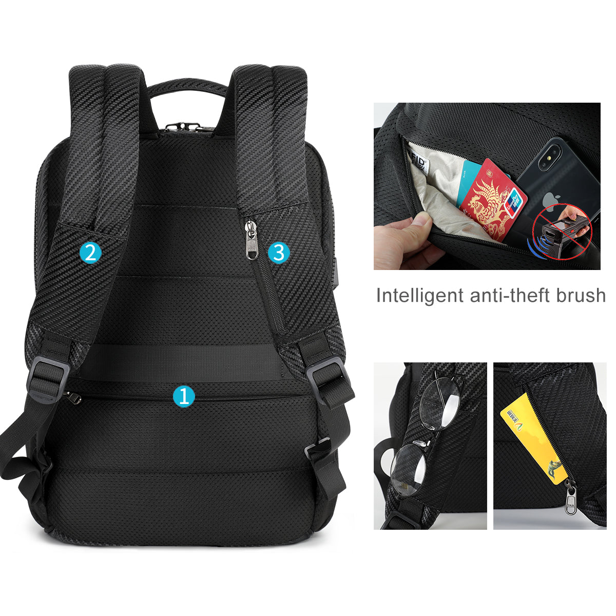 Mochila Tigernu para hombre para portátil de 15,6 pulgadas, impermeable, con carga USB y antirrobo 