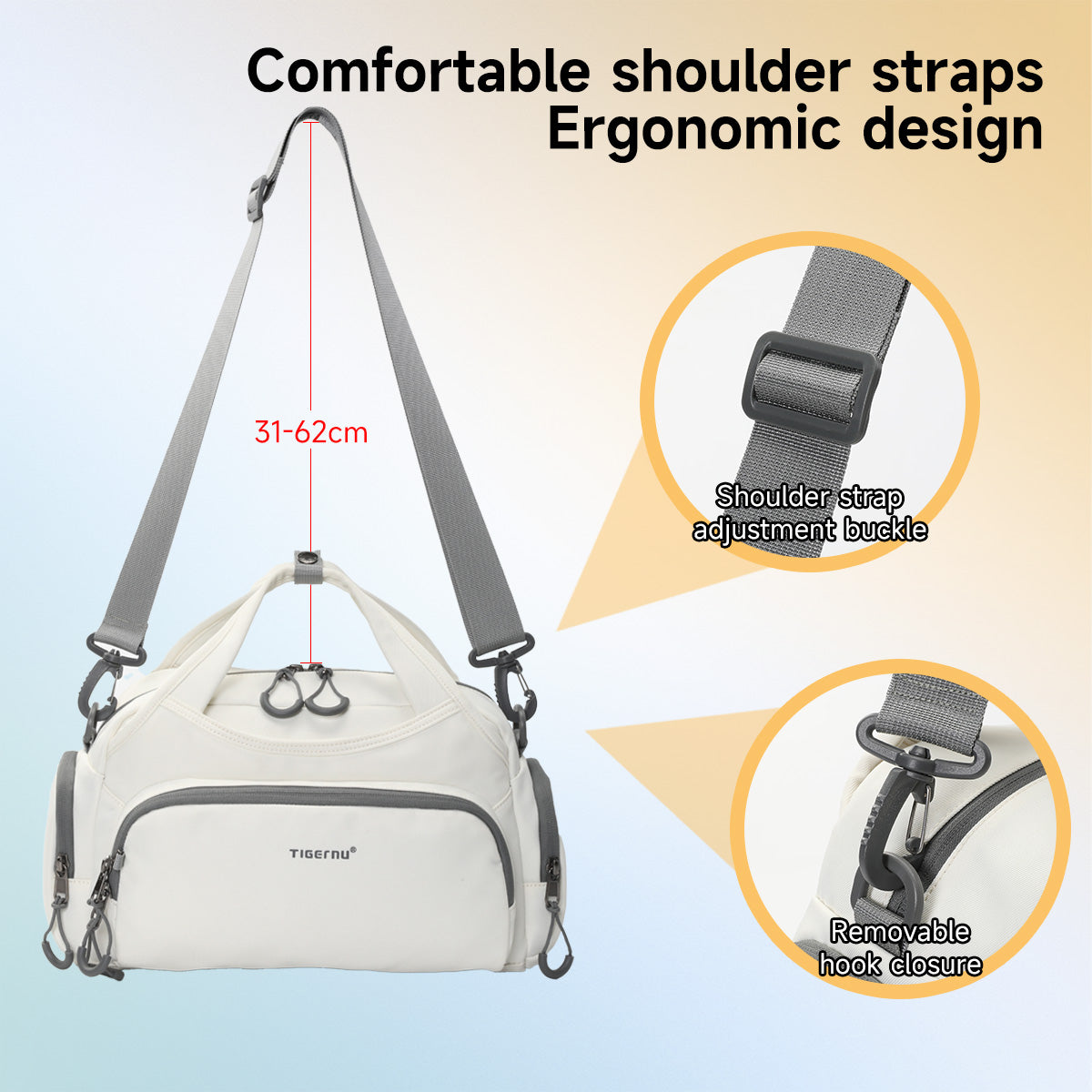 TIGERNU T-S81195 Versatile Handbag 8L Multi-Compartment with Ergonomic Straps