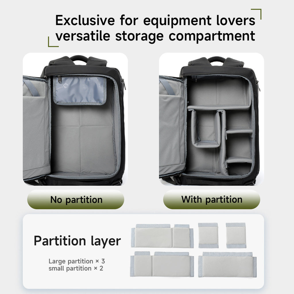 TIGERNU T-B91020 Professional Camera Backpack with Side Cache & Customizable Partitions