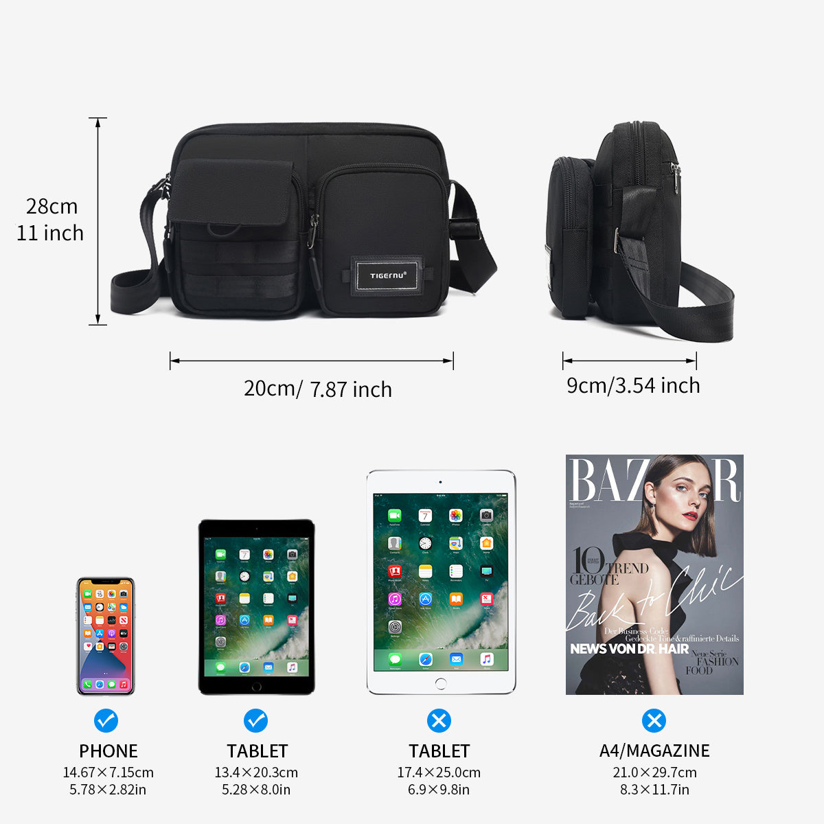 Lifetime warranty, new model, men's shoulder bag, lamp, weight, mini shoulder bag, travel bag, sling, waist bag, loose series