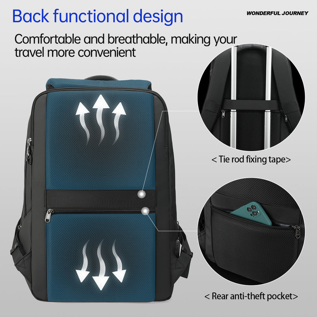 Teenagers' daily school backpack, double-layer road men's zippered backpack, anti-theft laptop 17 inch, lifetime warranty