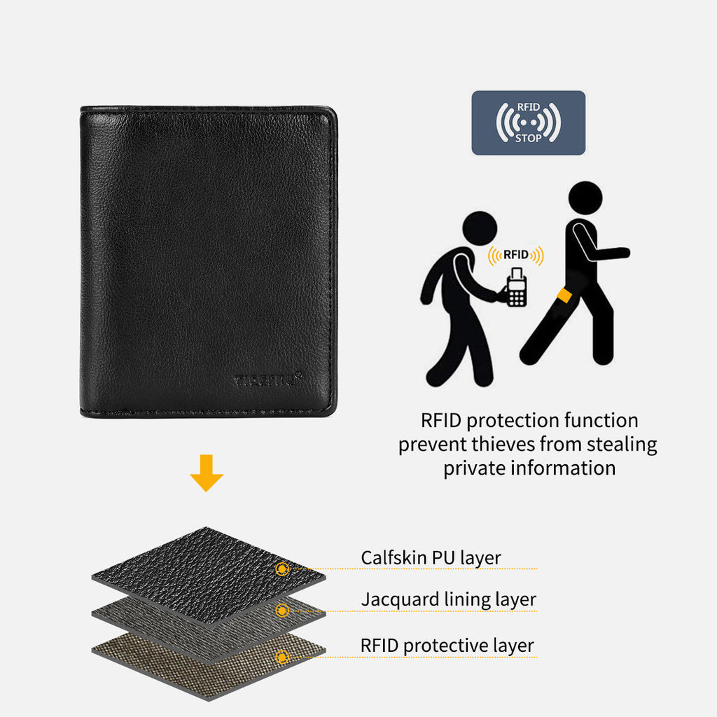 Tigernu, new style, men's artificial leather short wallet, RFID, men's leather wallet, business coin wallet, men's black thin light, designer clip, handbag