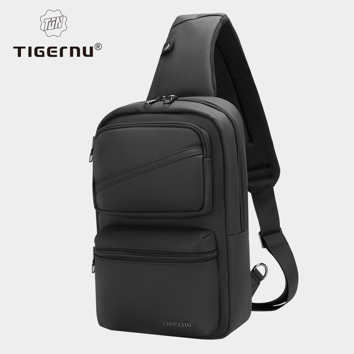 Tigernu Bulletproof fashion chest sling bag men wholesale Sling Bag sling shoulder crossbody BAG large capacity 9.6 inch black TPU